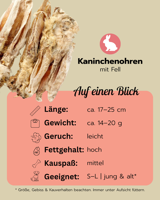 Hasenohren mit Fell | Naturkauartikel für Hunde